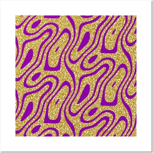 Silhouette Circle Abstract Ripple Gold Speckle and Purple Posters and Art